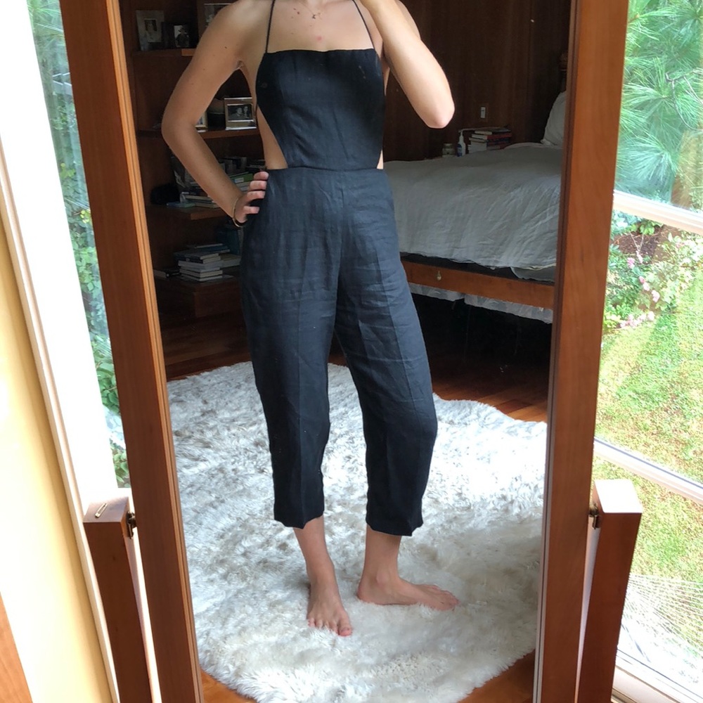 Reformation linen backless romper
